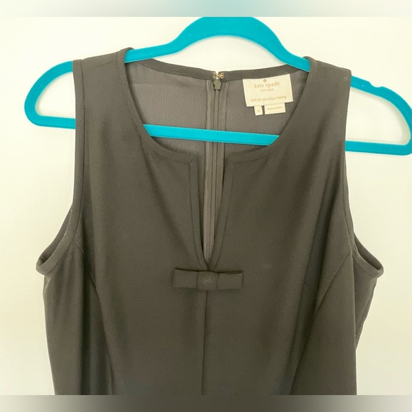 Kate Spade New York Vintage Fit-N-Flare Sleeveless Bow at V Neck Black Dress - Picture 9 of 13